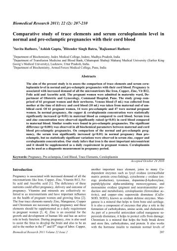 Comparative study of trace elements and serum ceruloplasmin level ...