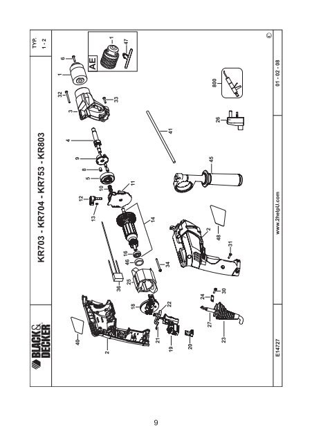 BlackandDecker Marteau Perforateur- Kr703 - Type 1 - Instruction Manual (Slovaque)