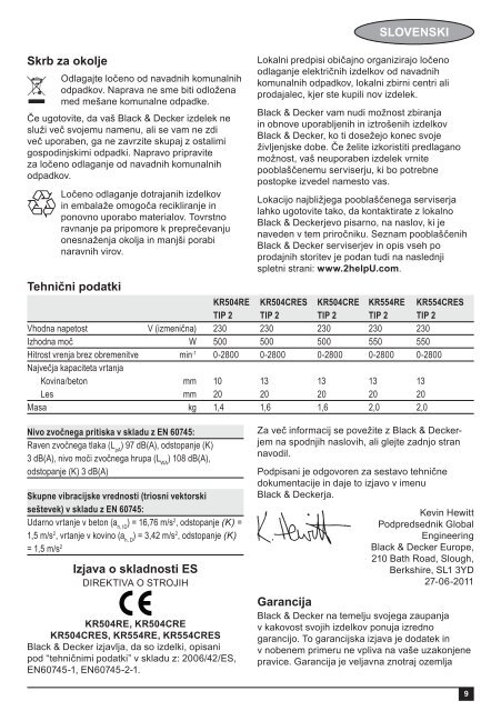 BlackandDecker Marteau Perforateur- Kr554cres - Type 1 - Instruction Manual (Balkans)