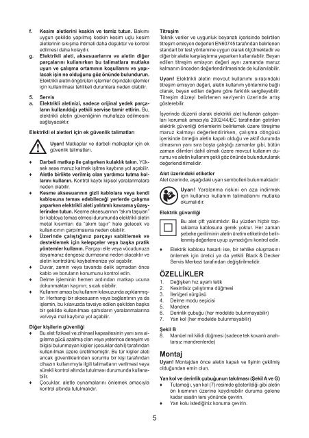 BlackandDecker Marteau Perforateur- Kr554cres - Type 1 - Instruction Manual (Turque)