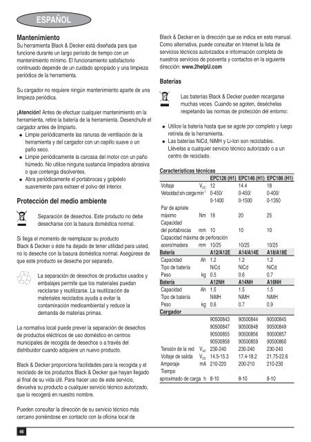 BlackandDecker Perceuse S/f- Epc146 - Type H1 - Instruction Manual (Europ&eacute;en)