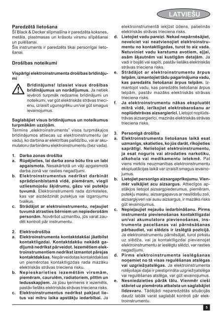 BlackandDecker Ponceuse Vibrante- Ka1000 - Type 1 - Instruction Manual (Lettonie)
