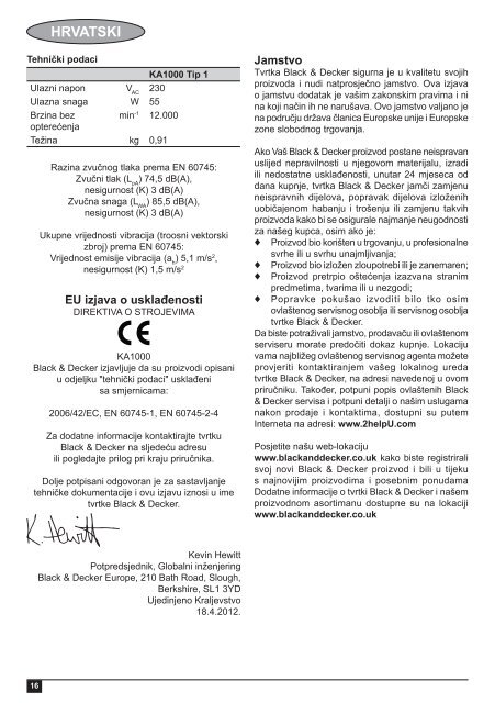 BlackandDecker Ponceuse Vibrante- Ka1000 - Type 1 - Instruction Manual (Balkans)