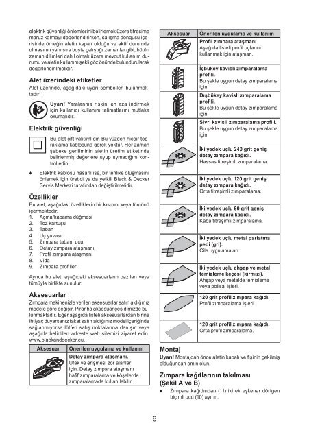 BlackandDecker Ponceuse Vibrante- Ka1000 - Type 1 - Instruction Manual (Turque)