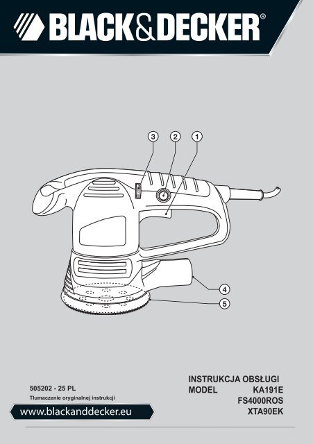 BlackandDecker Poncceuse Orbitale- Ka191ek - Type 3 - Instruction Manual (Pologne)