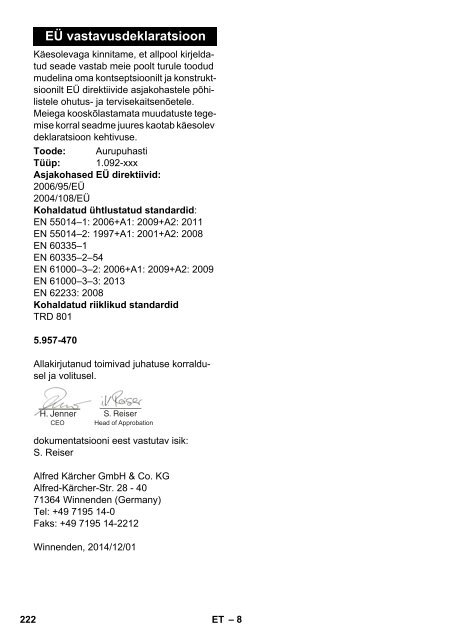 Karcher Nettoyeur vapeur SG 4/4 - manuals