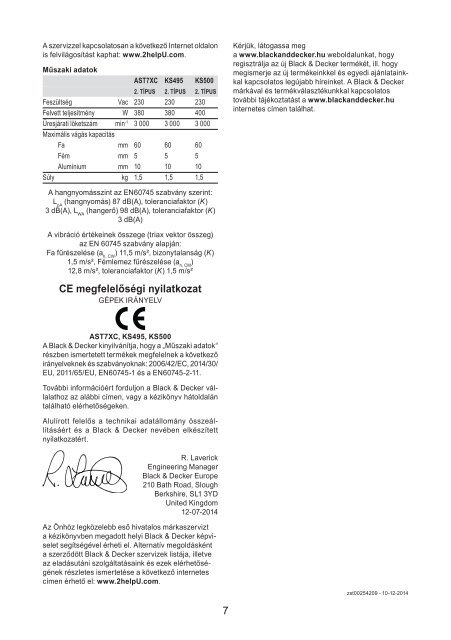 BlackandDecker Scie Sauteuse- Ks500 - Type 1 - Instruction Manual (la Hongrie)