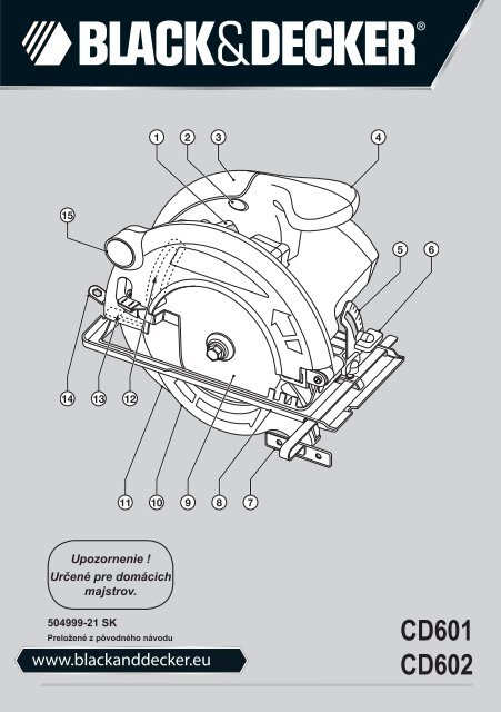 BlackandDecker Scie Circulaire- Cd602 - Type 1 - Instruction Manual (Slovaque)