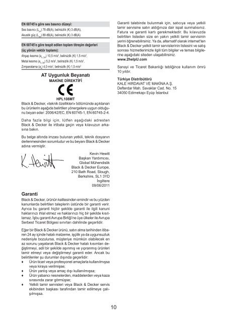 BlackandDecker Outil Oscillatoire- Hpl108 - Type H1 - Instruction Manual (Turque)