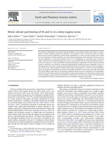 Metal–silicate partitioning of Ni and Co in a deep ... - James Badro