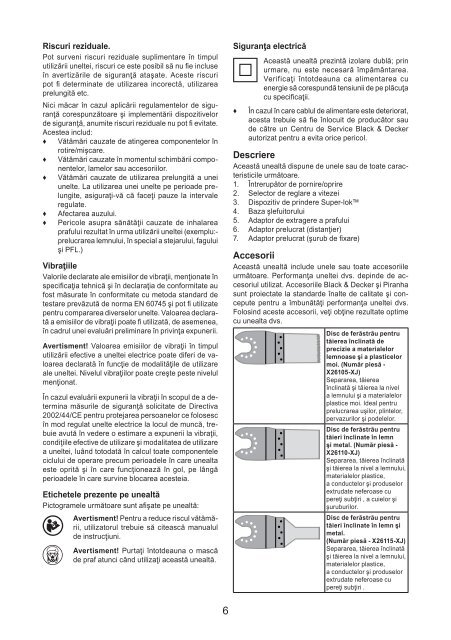 BlackandDecker Outil Oscillatoire- Mt300 - Type 1 - Instruction Manual (Roumanie)