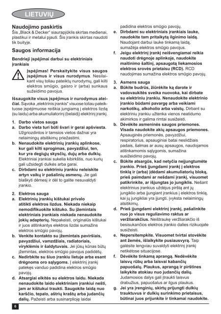 BlackandDecker Scie Sauteuse- Ks950sl - Type 1 - Instruction Manual (Lituanie)