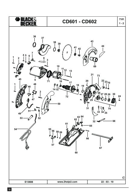 BlackandDecker Scie Circulaire- Cd602 - Type 2 - Instruction Manual (Anglaise)