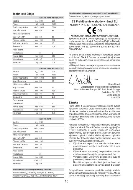 BlackandDecker Scie Circulaire- Ks1600lk - Type 1 - Instruction Manual (Slovaque)