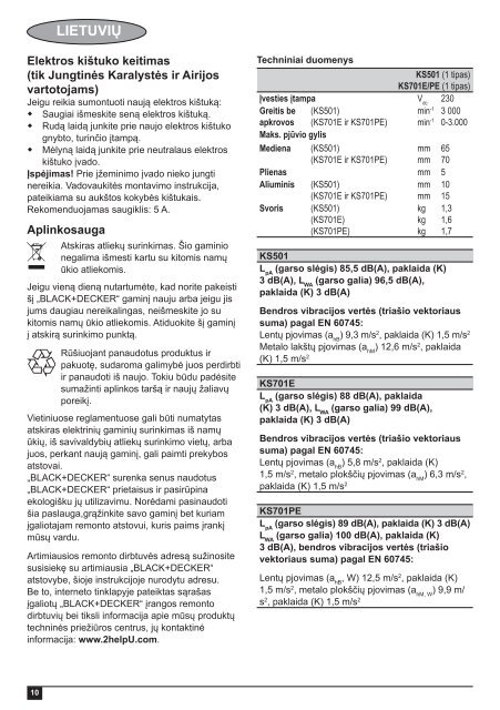 BlackandDecker Scie Sauteuse- Ks701pe - Type 1 - Instruction Manual (Lituanie)