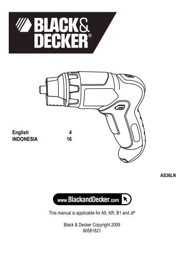 BlackandDecker Tournevis- As36ln - Type H1 - Instruction Manual (l'IndonÃ©sie)