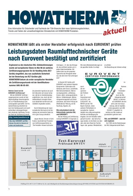 Noch mehr Raum für GUTE LUFT Im Dienst der ... - HOWATHERM