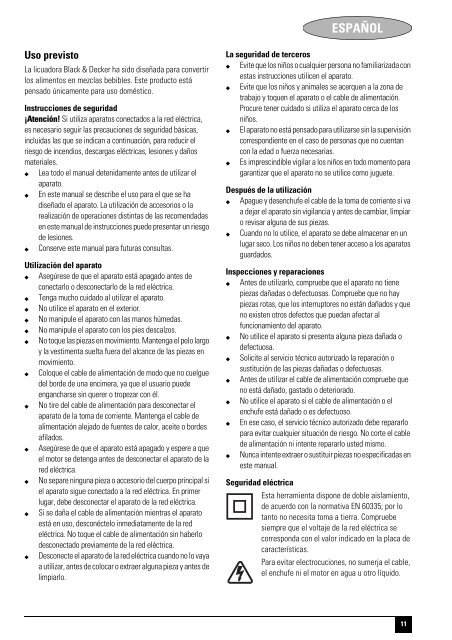 BlackandDecker Mixeur- Bs500 - Type 1 - Instruction Manual (Europ&eacute;en)