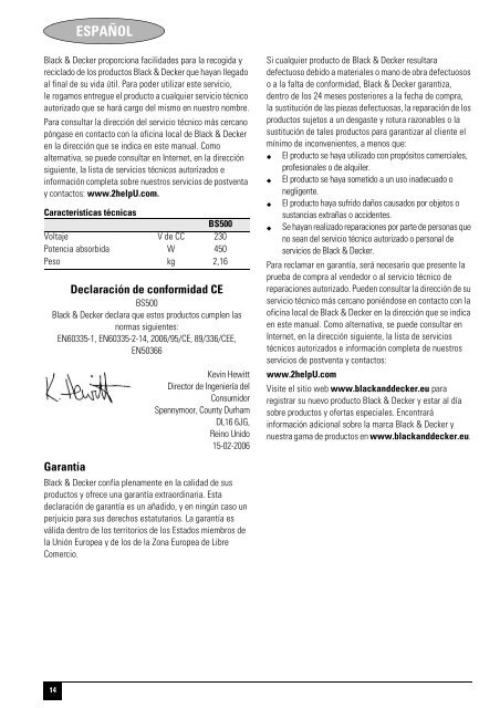 BlackandDecker Mixeur- Bs500 - Type 1 - Instruction Manual (Europ&eacute;en)