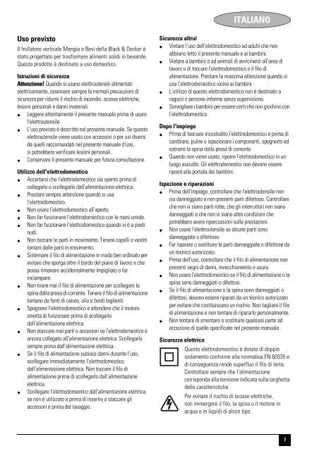 BlackandDecker Mixeur- Bs500 - Type 1 - Instruction Manual (Europ&eacute;en)