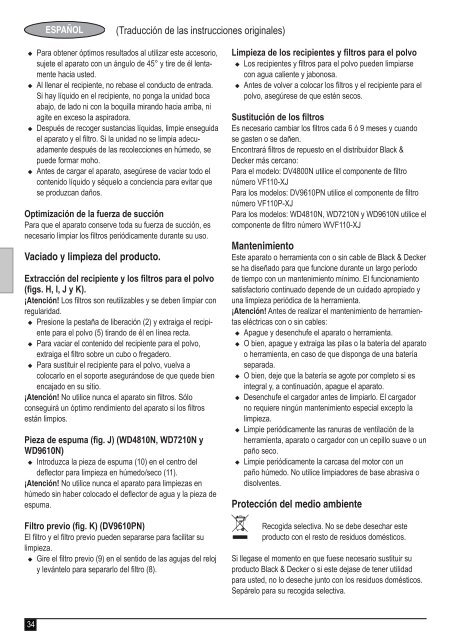 BlackandDecker Wet N'dry Vac- Wd9610 - Type H1 - Instruction Manual (Europ&eacute;en)