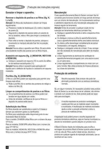 BlackandDecker Wet N'dry Vac- Wd9610 - Type H1 - Instruction Manual (Europ&eacute;en)