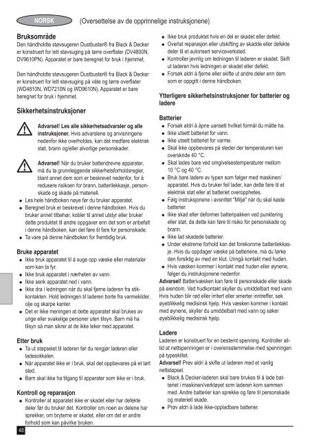 BlackandDecker Wet N'dry Vac- Wd9610 - Type H1 - Instruction Manual (Europ&eacute;en)