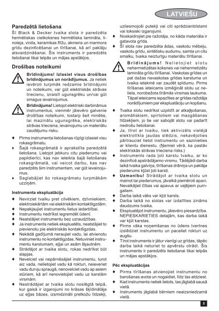 BlackandDecker Balai Laveur Vapeur- Fsm1600 - Type 1 - 2 - Instruction Manual (Lettonie)