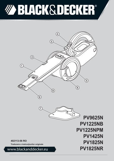 BlackandDecker Aspirateur Port S/f- Pv9625n - Type H1 - Instruction Manual (Roumanie)