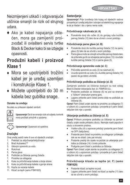 BlackandDecker Balai Laveur Vapeur- Fsm1620 - Type 1 - Instruction Manual (Balkans)