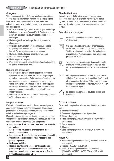 BlackandDecker Wet N'dry Vac- Wd9610ecn - Type H1 - Instruction Manual (Europ&eacute;en)