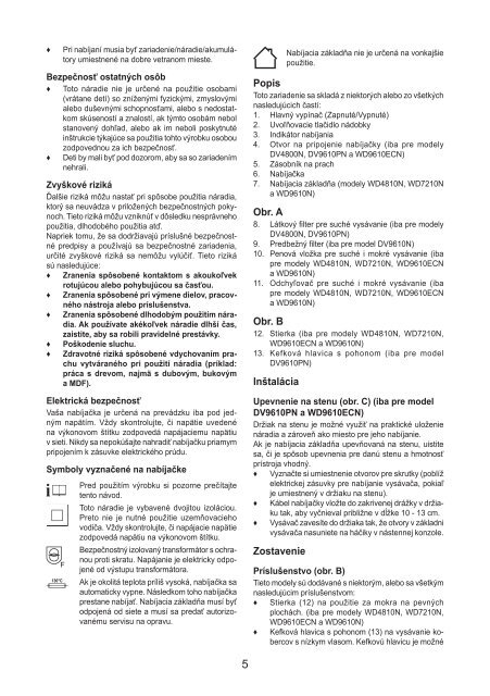 BlackandDecker Wet N'dry Vac- Wd9610ecn - Type H1 - Instruction Manual (Slovaque)
