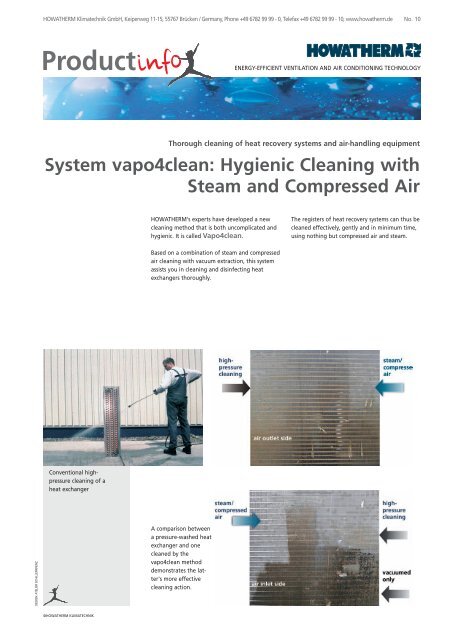 System vapo4clean: Hygienic Cleaning with Steam ... - HOWATHERM