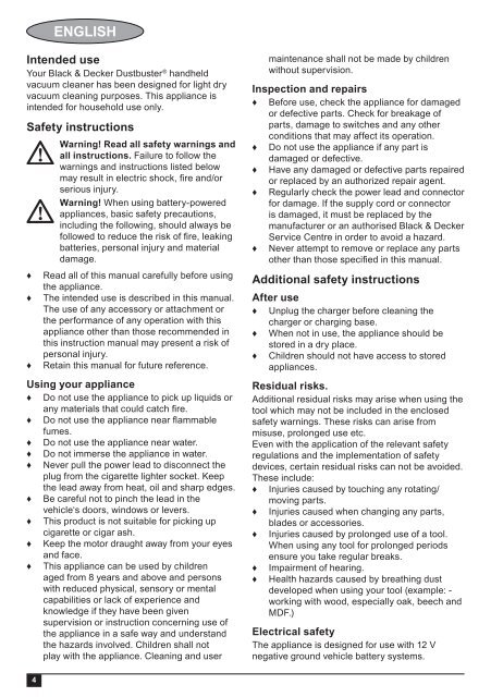 BlackandDecker Aspirateur Auto- Adv1220 - Type H1 - Instruction Manual (Europ&eacute;en Oriental)