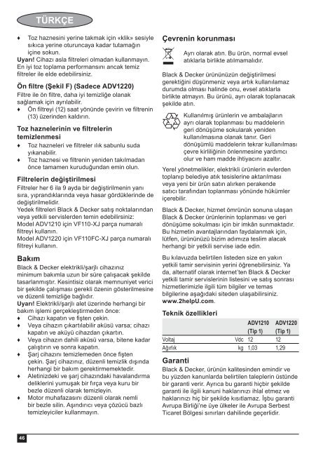 BlackandDecker Aspirateur Auto- Adv1220 - Type H1 - Instruction Manual (Europ&eacute;en Oriental)