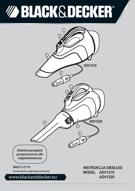 BlackandDecker Aspirateur Auto- Adv1220 - Type H1 - Instruction Manual (Pologne)