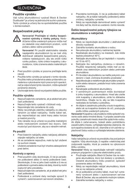 BlackandDecker Aspirateur Port S/f- Dv1010el - Type H1 - Instruction Manual (Slovaque)