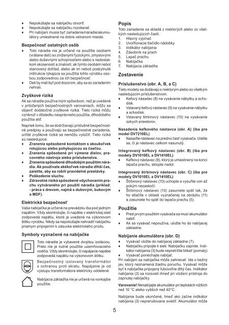 BlackandDecker Aspirateur Port S/f- Dv1010el - Type H1 - Instruction Manual (Slovaque)