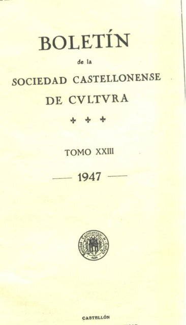 Boletín de la Sociedad Castellonense de Cultura