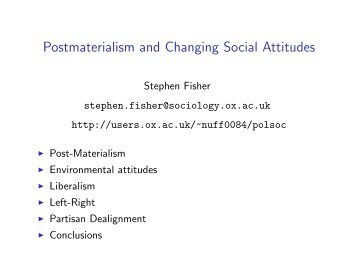 Postmaterialism and Changing Social Attitudes