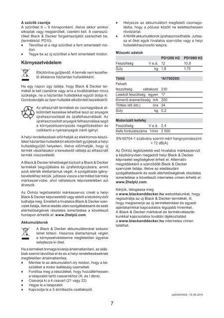BlackandDecker Aspirateur Port S/f- Pd1080 - Type H1 - Instruction Manual (la Hongrie)