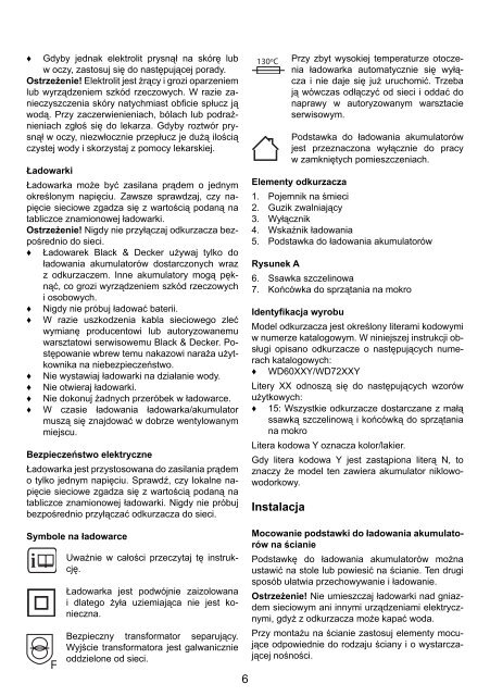 BlackandDecker Wet N'dry Vac- Wd6015n - Type H2 - Instruction Manual (Pologne)