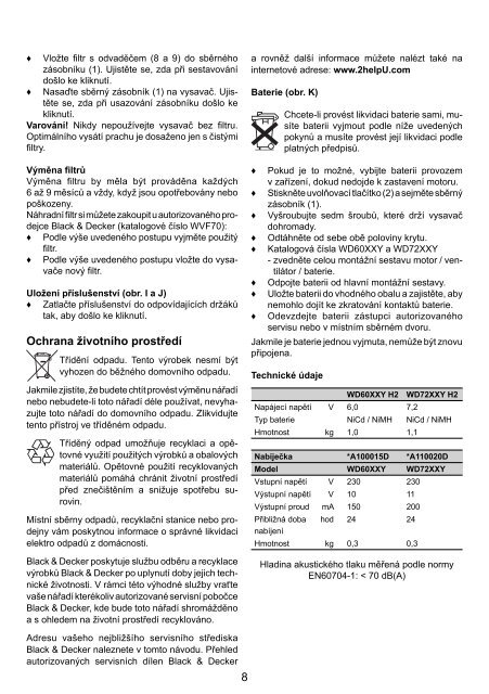 BlackandDecker Wet N'dry Vac- Wd6015n - Type H2 - Instruction Manual (Tch&egrave;que)