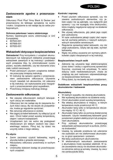 BlackandDecker Wet N'dry Vac- Wd7215 - Type H2 - Instruction Manual (Pologne)