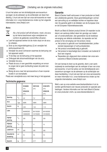 BlackandDecker Aspirateur Port S/f- Dv9610pn - Type H1 - Instruction Manual (Europ&eacute;en)