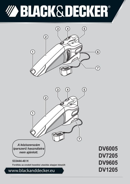 BlackandDecker Aspirateur Port S/f- Dv9605 - Type H1 - Instruction Manual (la Hongrie)
