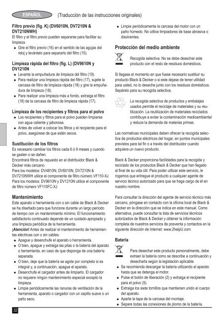 BlackandDecker Aspirateur Port S/f- Dv7210 - Type H1 - Instruction Manual (Europ&eacute;en)