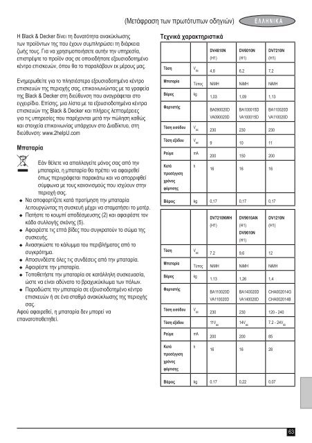 BlackandDecker Aspirateur Port S/f- Dv7210 - Type H1 - Instruction Manual (Europ&eacute;en)