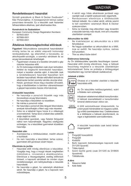 BlackandDecker Aspirateur Port S/f- Dv7205 - Type H1 - Instruction Manual (la Hongrie)