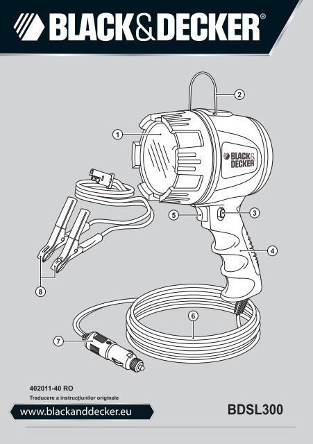 BlackandDecker Phare Auto- Bdsl300 - Type 1 - Instruction Manual (Roumanie)